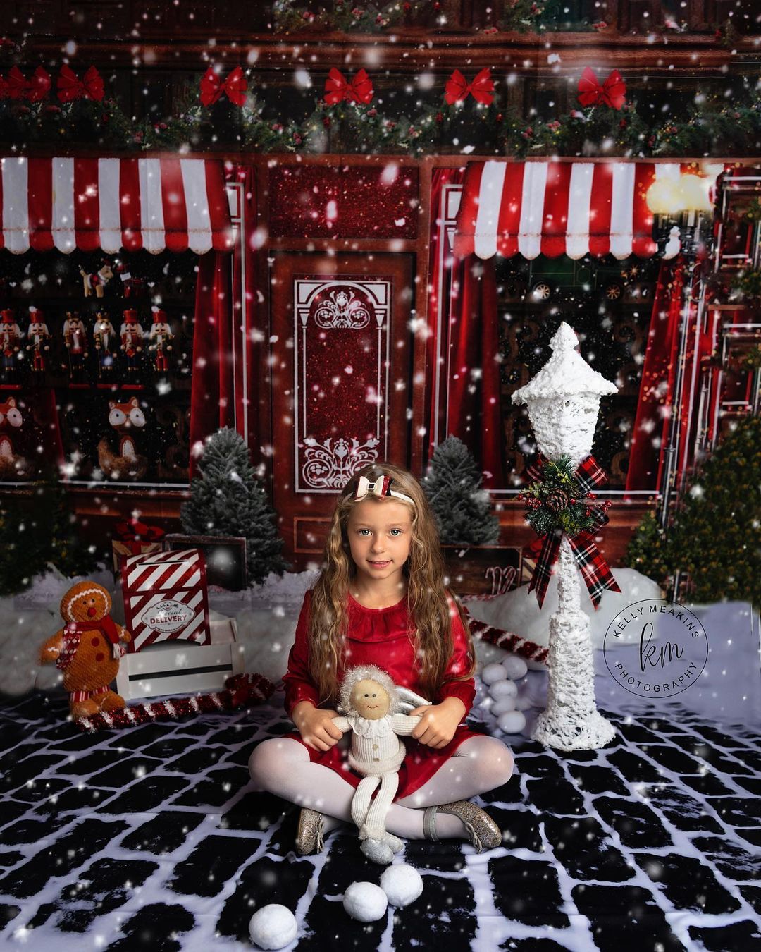 Kate Holiday Christmas Backdrop Winter Vintage Toy Candy Store Santa  Shop Designed by Mini MakeBelieve