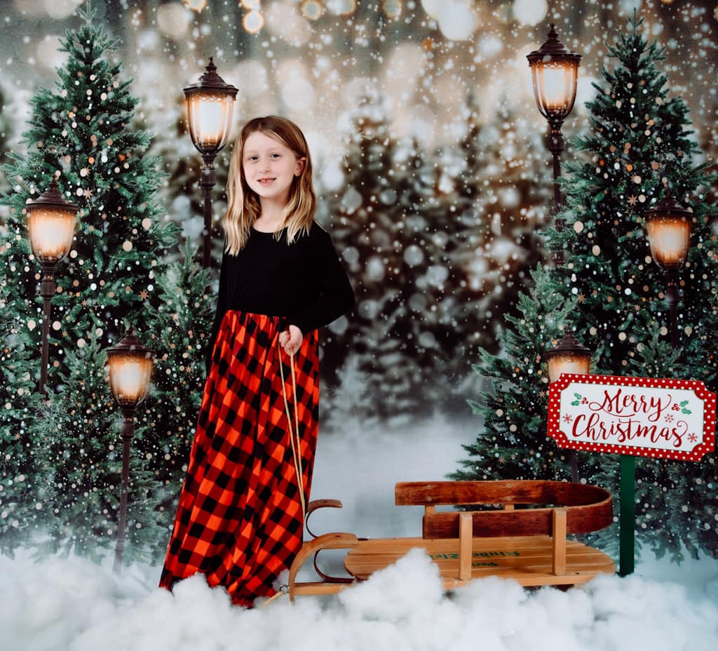 Kate Christmas Snow Forest Lights Backdrop for Photography - Kate Backdrop