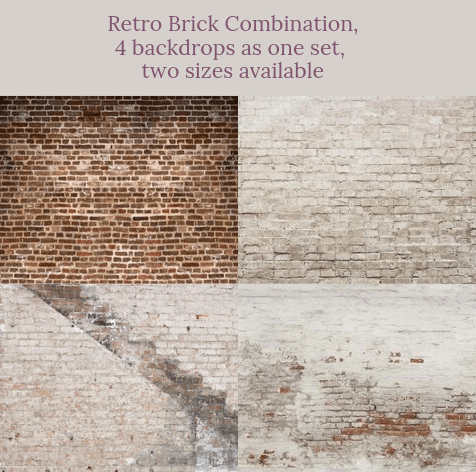 Katebackdrop鎷㈡綖Distressed Brick combination backdrops for photography( 4 backdrops in total )