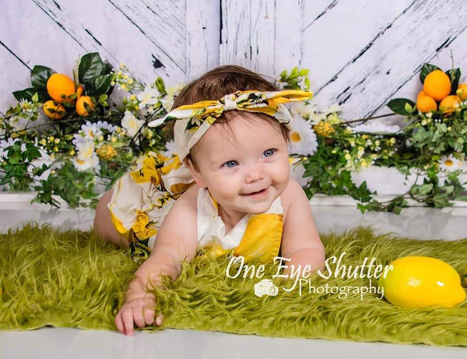 Katebackdrop鎷㈡綖Kate Retro Wood Summer Daisies Lemon Backdrop for Children