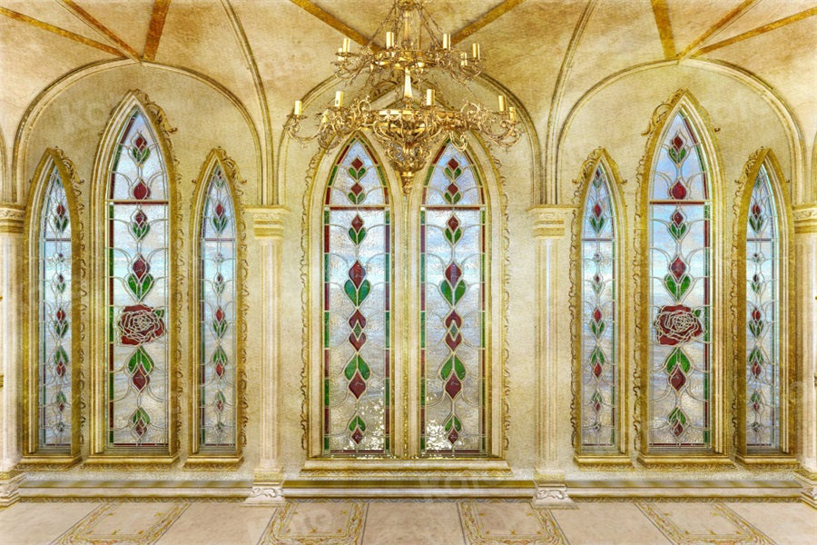 Kate Castle Vintage Rose Palace Architecture Backdrop for Photography