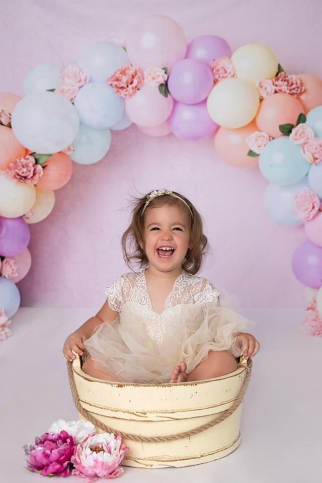 Katebackdrop鎷㈡綖Kate Balloons Rainbow with Flowers for Children Backdrop for Photography Designed by Kerry Anderson