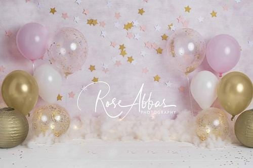 Kate Pink Balloons Stars Backdrop Designed By Rose Abbas - Kate Backdrop