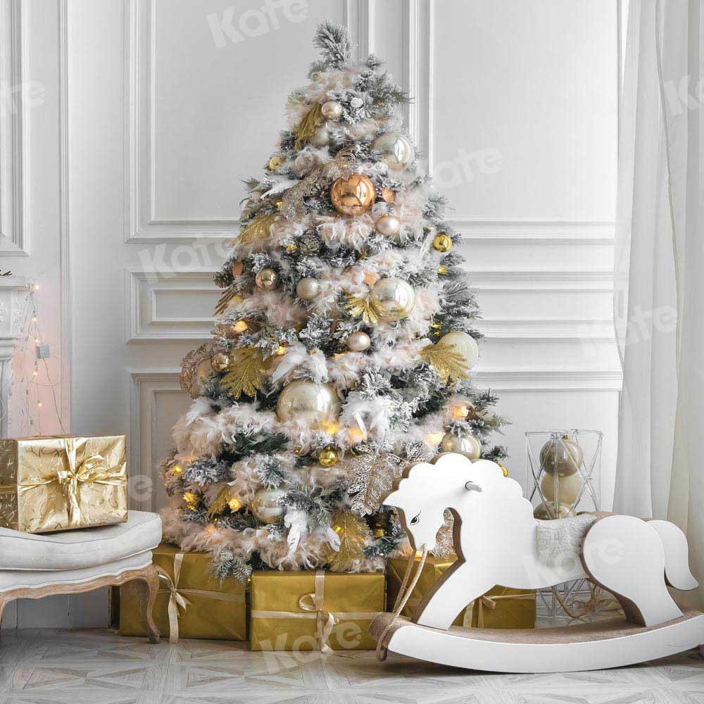 Winter Foto Achtergrond Kerstboom Retro Muur Trojaans Paard Ontworpen door Chain Fotografie