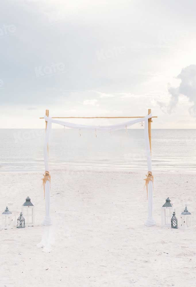 Kate Wedding Printed Backdrop Saudi Seaside Beach Designed by Chain Photography