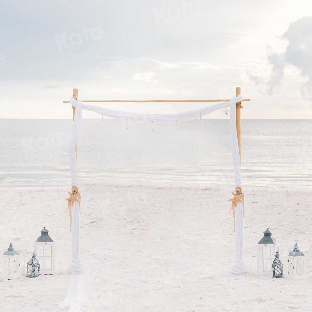 Kate Wedding Printed Backdrop Saudi Seaside Beach Designed by Chain Photography