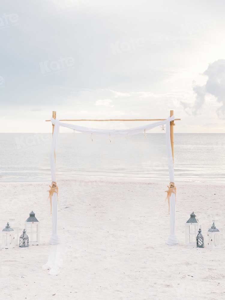 Kate Wedding Printed Backdrop Saudi Seaside Beach Designed by Chain Photography