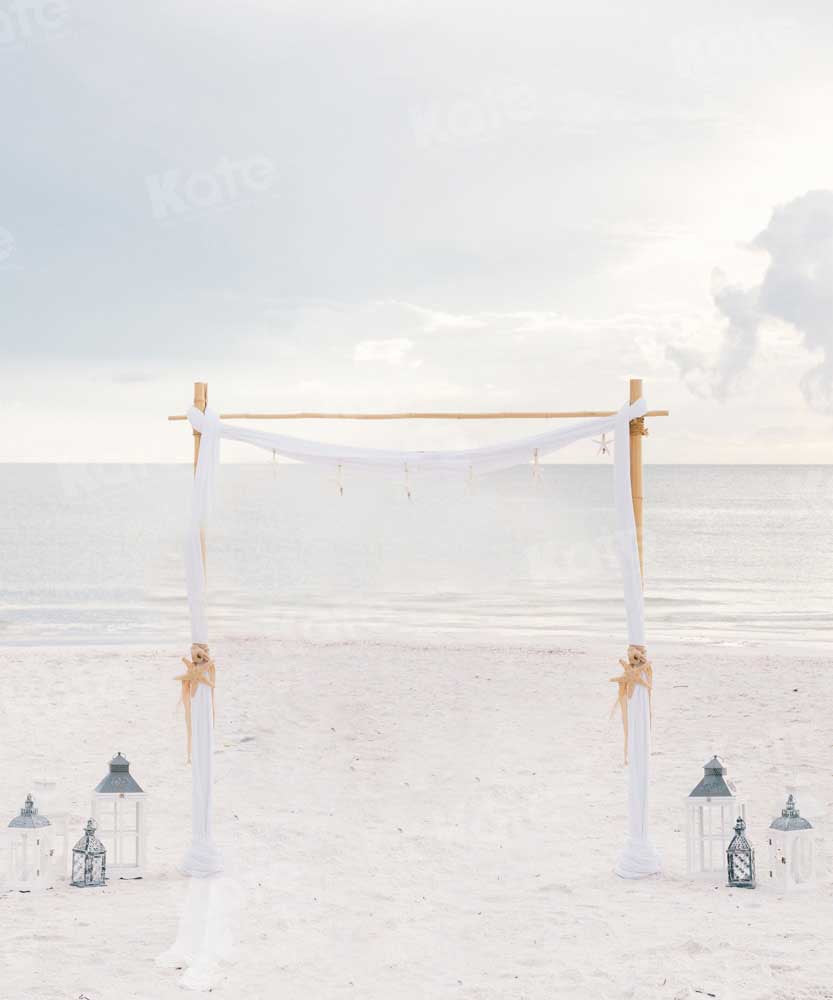 Kate Wedding Printed Backdrop Saudi Seaside Beach Designed by Chain Photography