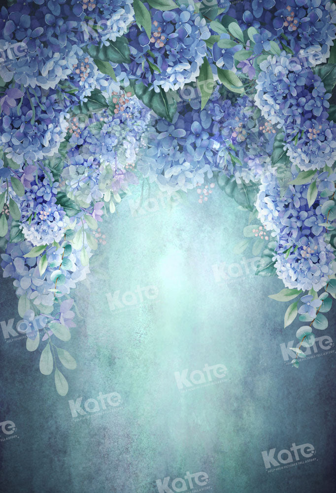 Kate Floral Fine Art Blue Hydrangea Macrophylla Backdrop Designed by GQ