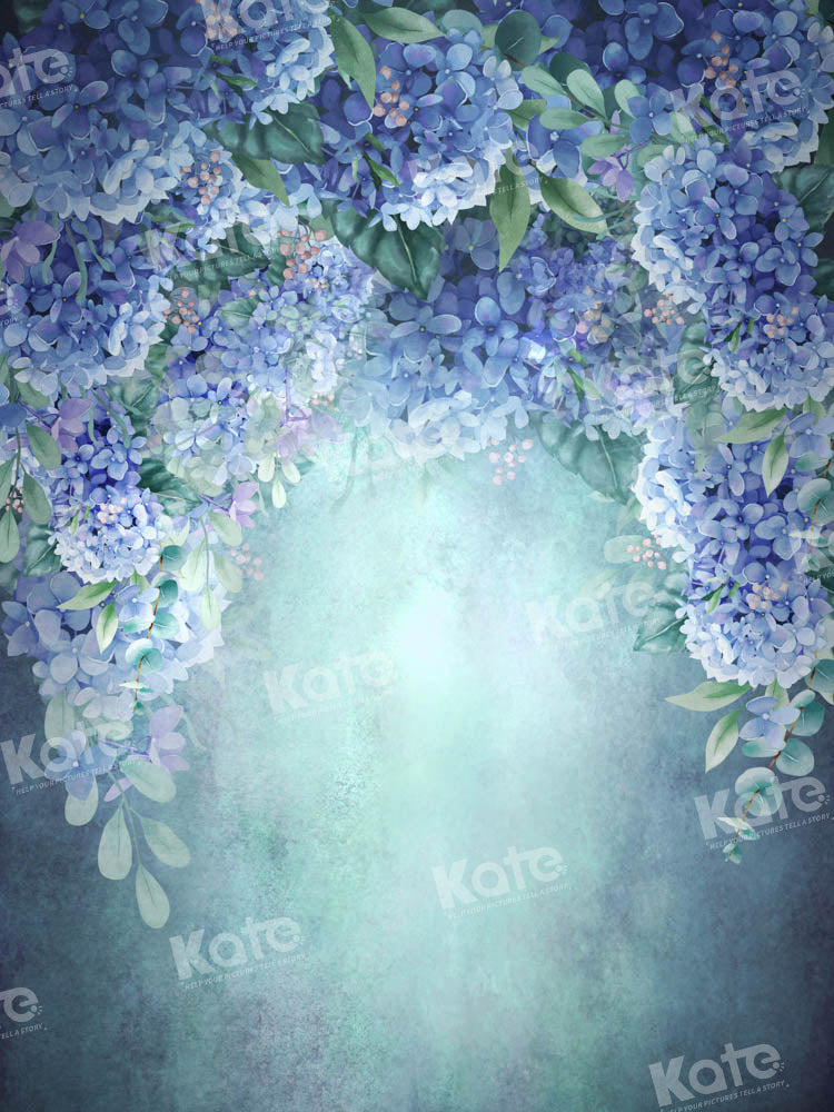 Kate Floral Fine Art Blue Hydrangea Macrophylla Backdrop Designed by GQ