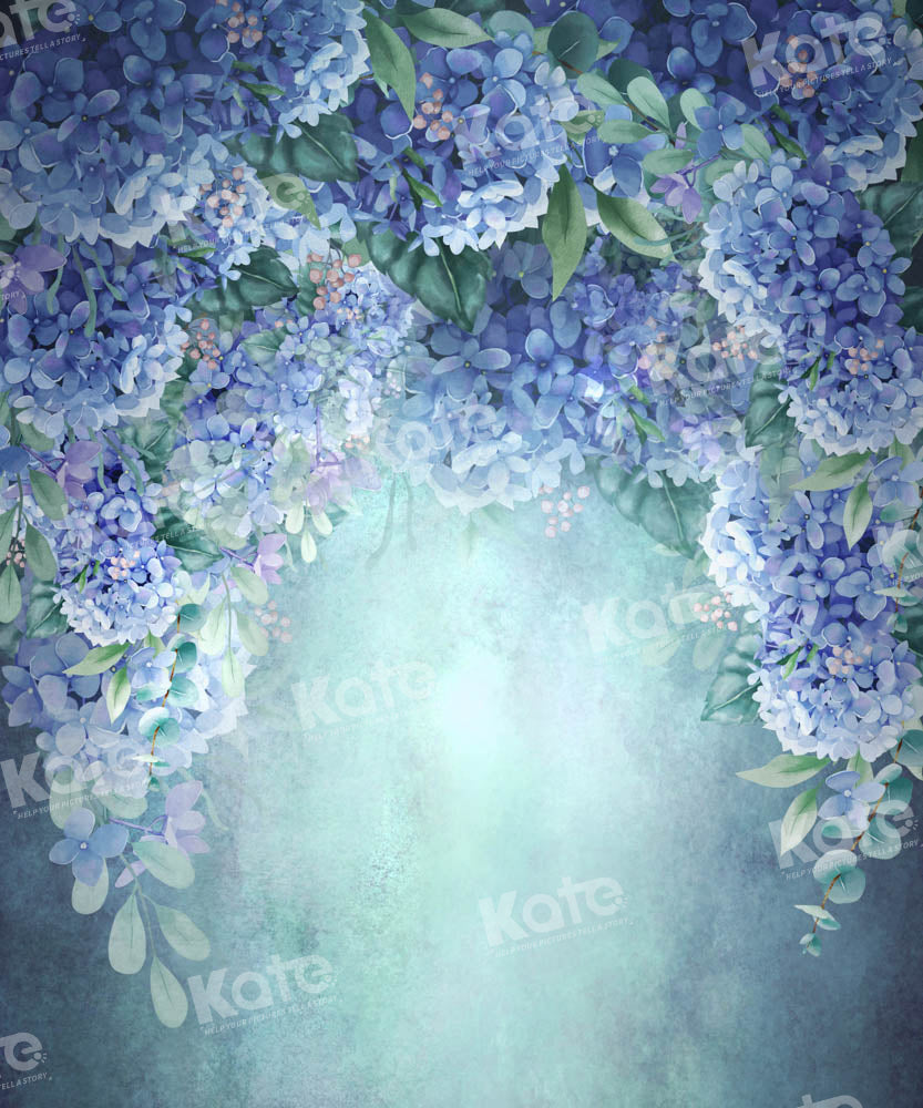 Kate Floral Fine Art Blue Hydrangea Macrophylla Backdrop Designed by GQ