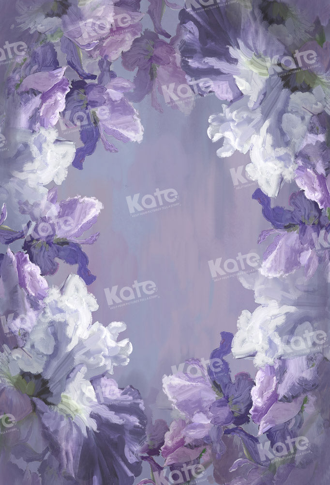 Kate Fine Art Hand Painted Purple Floral Backdrop Designed by GQ