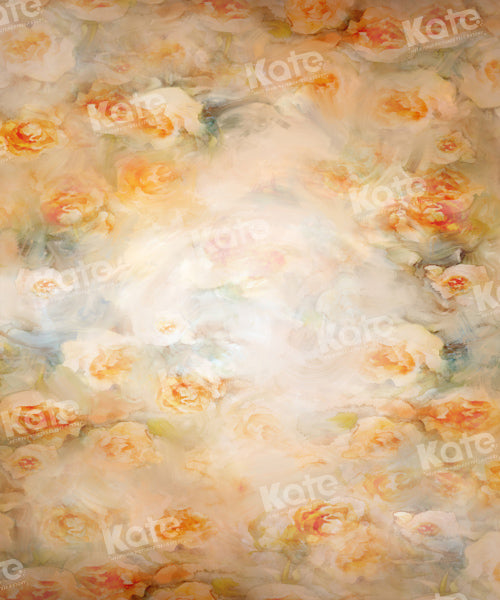 Kate Fine Art Orange Warm Floral Backdrop Designed by GQ