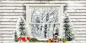 Kate Christmas Wood House Window Winter Backdrop Designed by Emetselch - Kate Backdrop