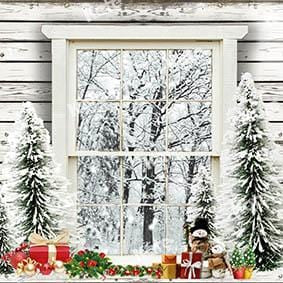 Kate Christmas Wood House Window Winter Backdrop Designed by Emetselch - Kate Backdrop