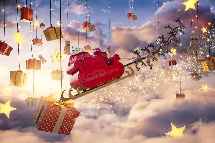 Kate Christmas Train Winter Cloud Sky Backdrop for Photography - Kate Backdrop