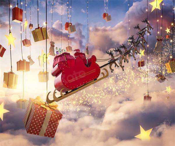 Kate Christmas Train Winter Cloud Sky Backdrop for Photography - Kate Backdrop