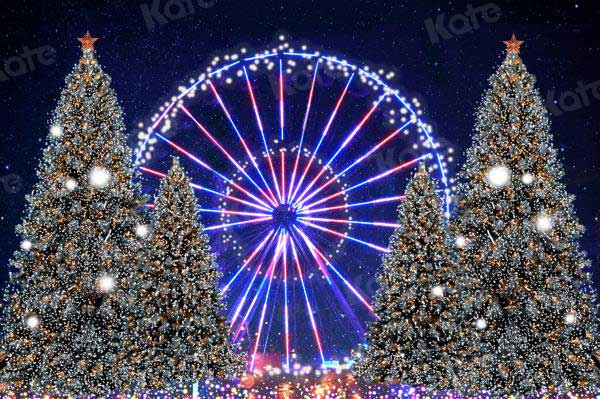 Kate Christmas Ferris Wheel Snow Winter Backdrop for Photography - Kate Backdrop