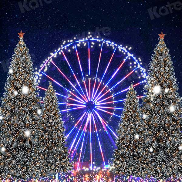 Kate Christmas Ferris Wheel Snow Winter Backdrop for Photography - Kate Backdrop