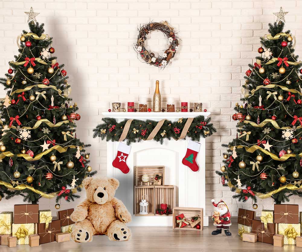 Kate Christmas Fireplace Backdrop Gifts for Photography - Kate Backdrop