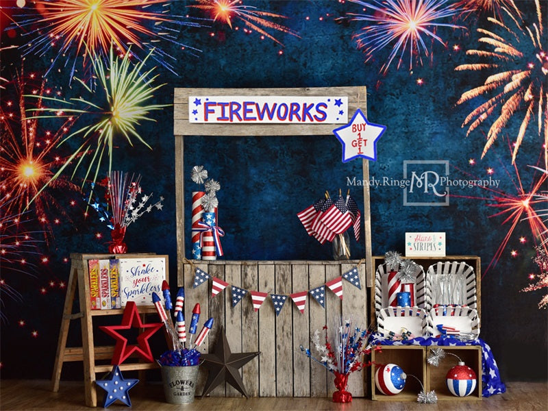 Kate 4th of July Backdrop Firework Stand Designed by Mandy Ringe Photography - Kate Backdrop