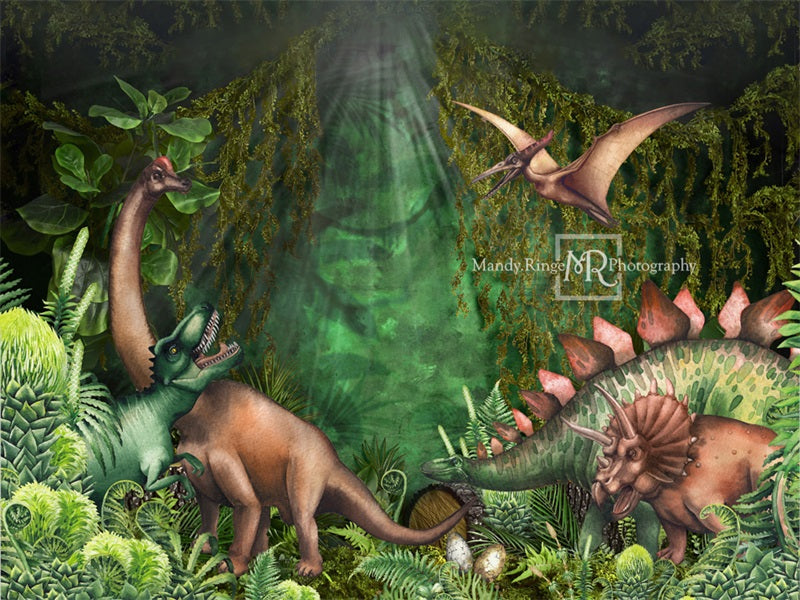 Kate Summer Jungle Adventure Dinosaurs Backdrop Designed by Mandy Ringe Photography - Kate Backdrop