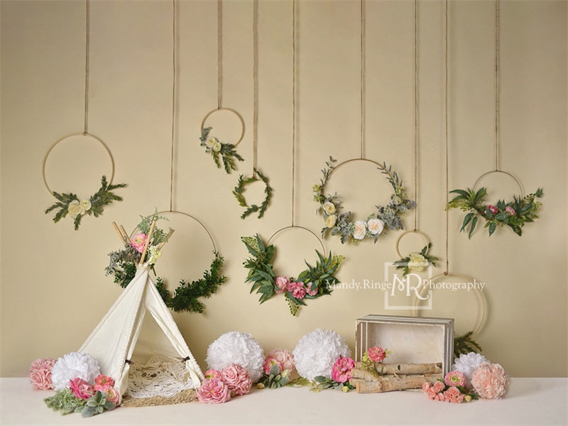 Kate Spring Flowers Camping Children Backdrop for Photography Designed by Mandy Ringe Photography - Kate Backdrop