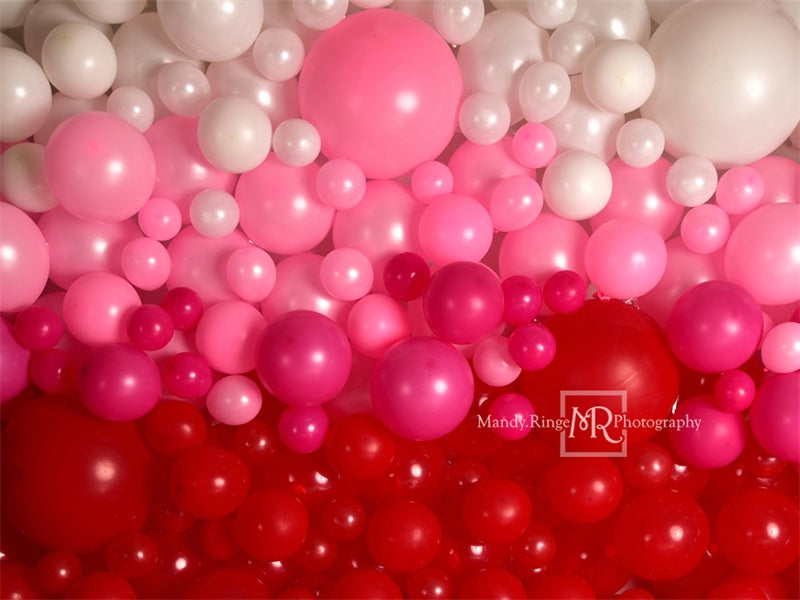 Kate Red Balloon Wall Valentine's Day Birthday Cake Smash Party Backdrop for Photography Designed by Mandy Ringe Photography - Kate Backdrop