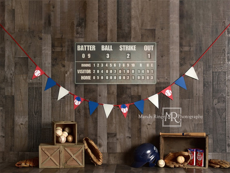 Kate Vintage Baseball with Scoreboard Sport Backdrop for Photography Designed By Mandy Ringe Photography - Kate Backdrop