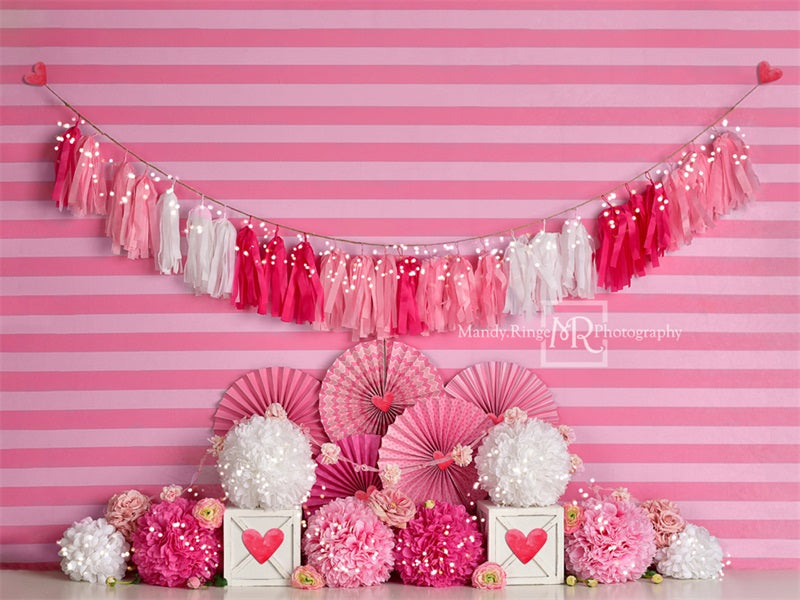 Kate Valentine's Day with Hearts and Stripes Backdrop Designed By Mandy Ringe Photography - Kate Backdrop