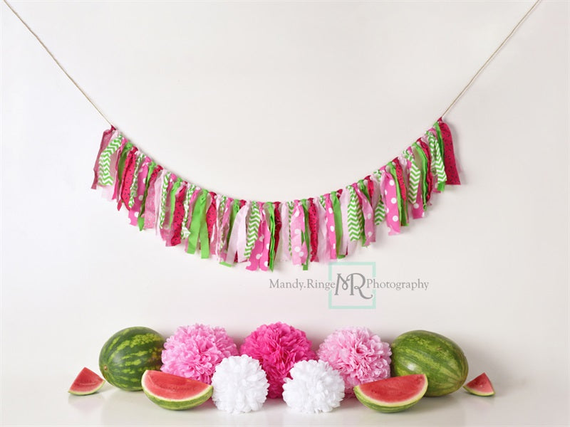 Kate Summer Pink and Green Watermelon Birthday Backdrop for Photography Designed by Mandy Ringe Photography - Kate Backdrop