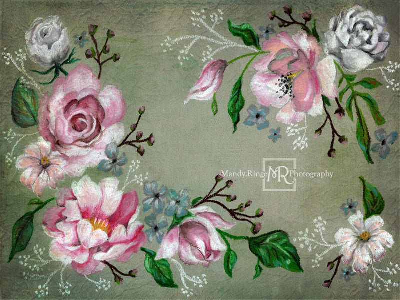 Kate Fine Art Pink Florals Backdrop Designed By Mandy Ringe Photography - Kate Backdrop