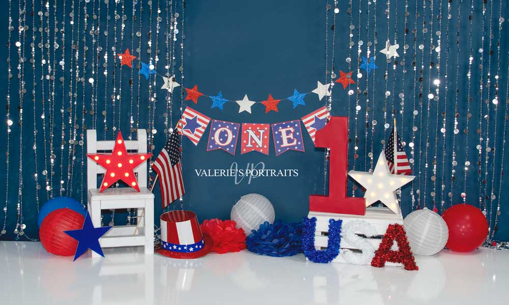 Kate Independence Day July of 4th Cake Smash Backdrop Designed by Valerie Miranda - Kate Backdrop