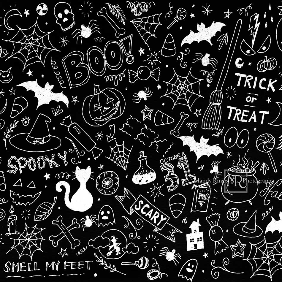 Kate Halloween Doodles Backdrop Designed by Mandy Ringe Photography - Kate Backdrop