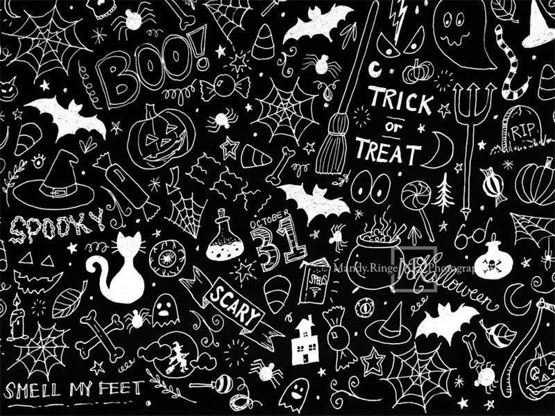 Kate Halloween Doodles Backdrop Designed by Mandy Ringe Photography - Kate Backdrop