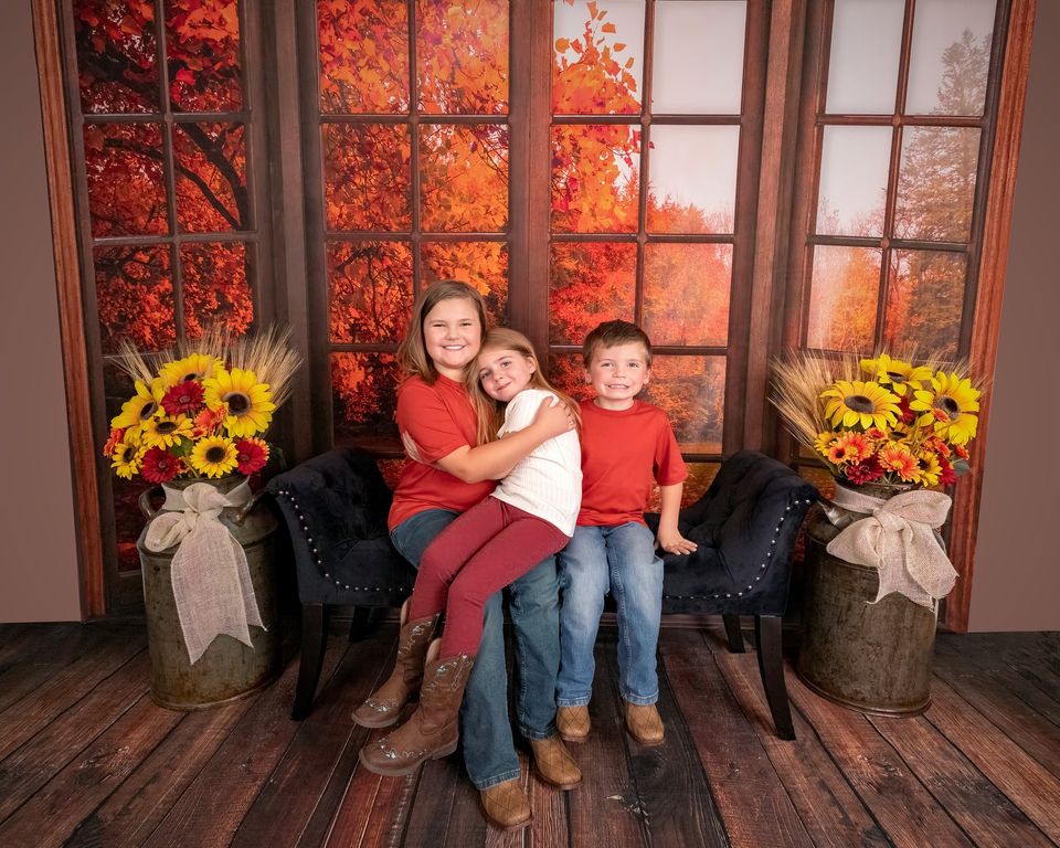 Kate Fall Fallen Leaves Backdrop Outside The Window for Photography - Kate Backdrop