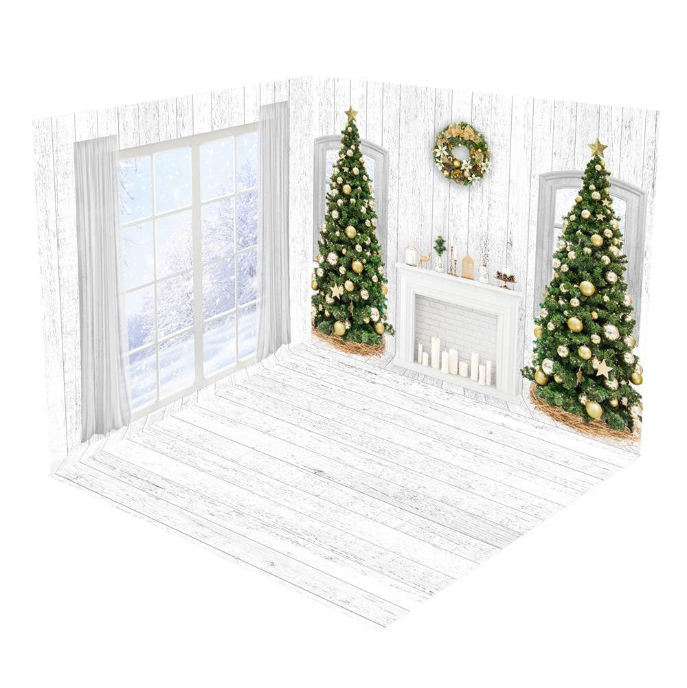 Kate Christmas Tree Window Room Set(8ftx8ft&10ftx8ft&8ftx10ft) - Kate Backdrop