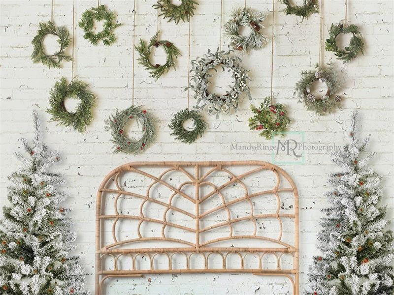 Kate Christmas Wreath Backdrop Boho Headboard Designed by Mandy Ringe Photography - Kate Backdrop