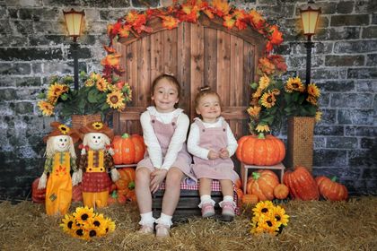 Kate Fall Pumpkin Backdrop Brick Barn Door Designed by Emetselch - Kate Backdrop