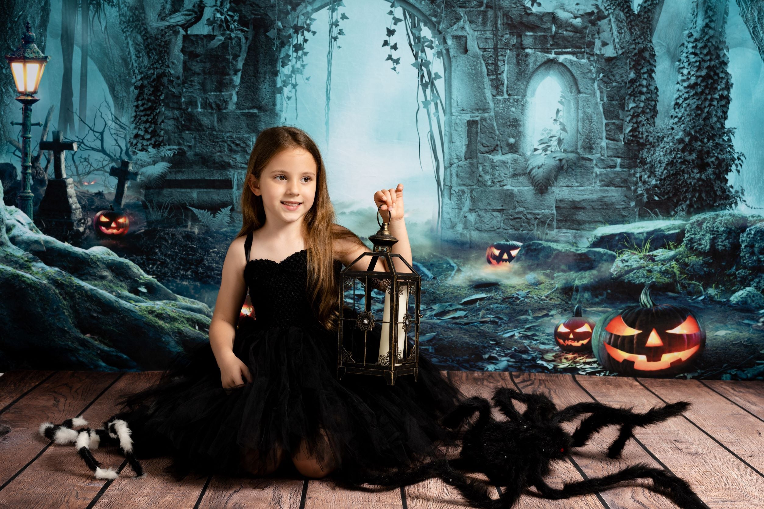 Kate Halloween Pumpkin Backdrop Forest for Photography - Kate Backdrop