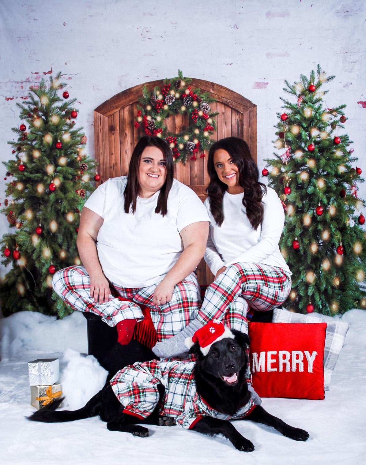 Kate Christmas Tree Wreath Backdrop Snow Winter Designed by Emetselch - Kate Backdrop