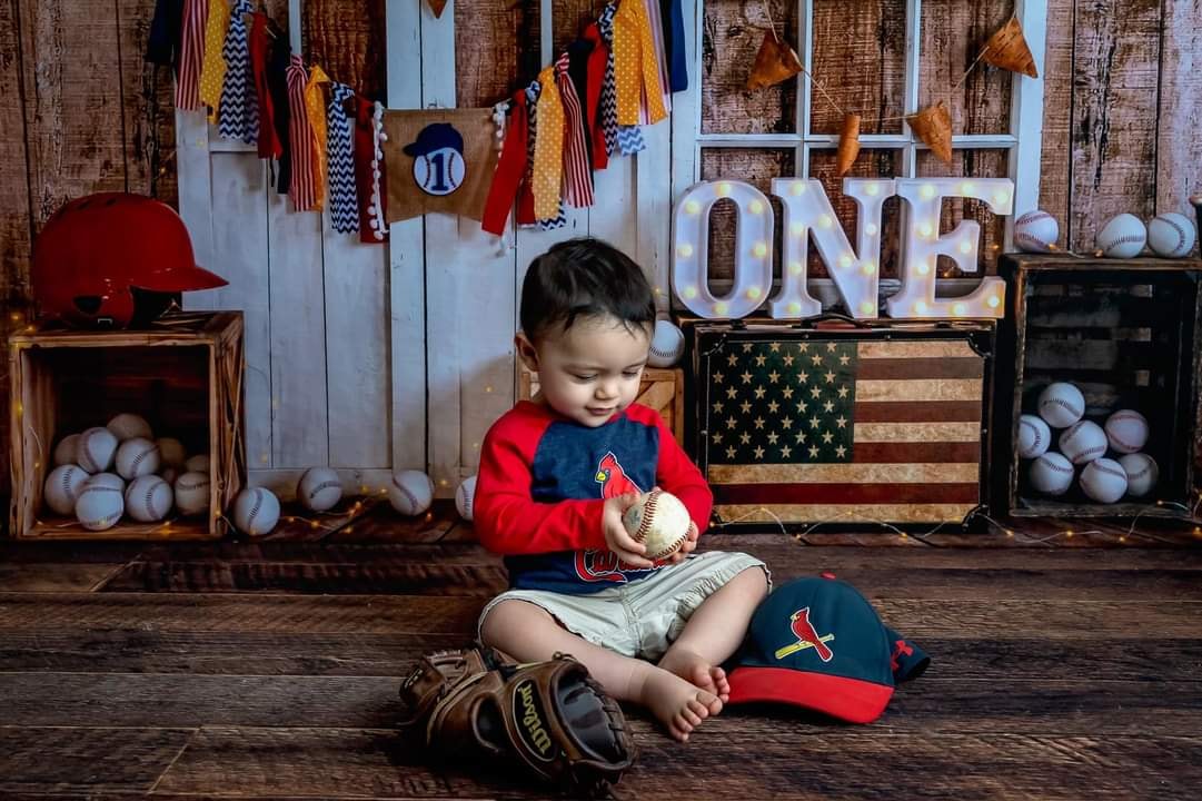 Kate Sports Baseball Backdrop Boy Birthday Cake Smash Designed by Emetselch - Kate Backdrop