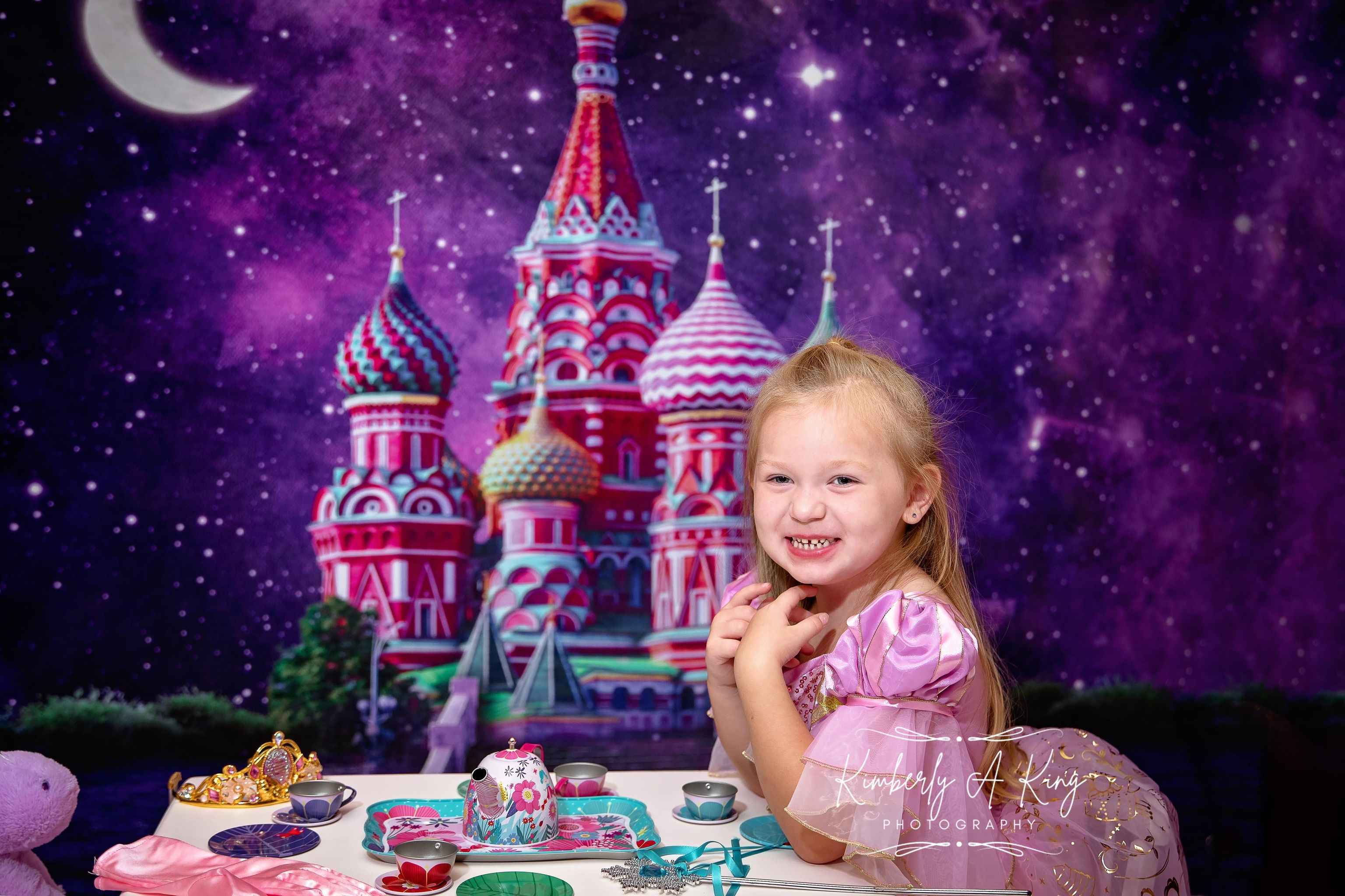 Kate Starry Night Castle/Cathedral Backdrop Moon Purple for Photography - Kate Backdrop