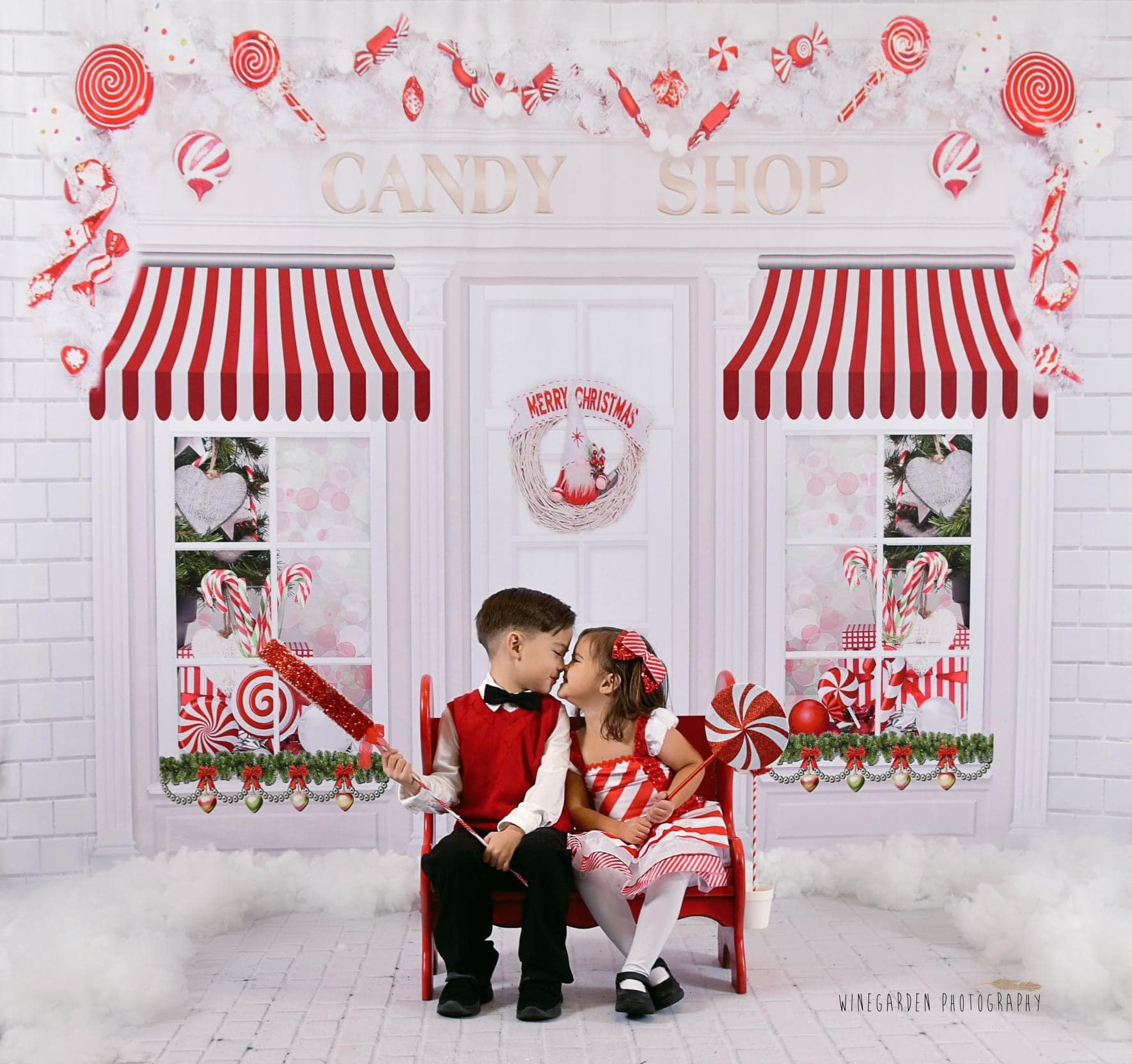 Kate Christmas Candy Shop Backdrop for Photography - Kate Backdrop