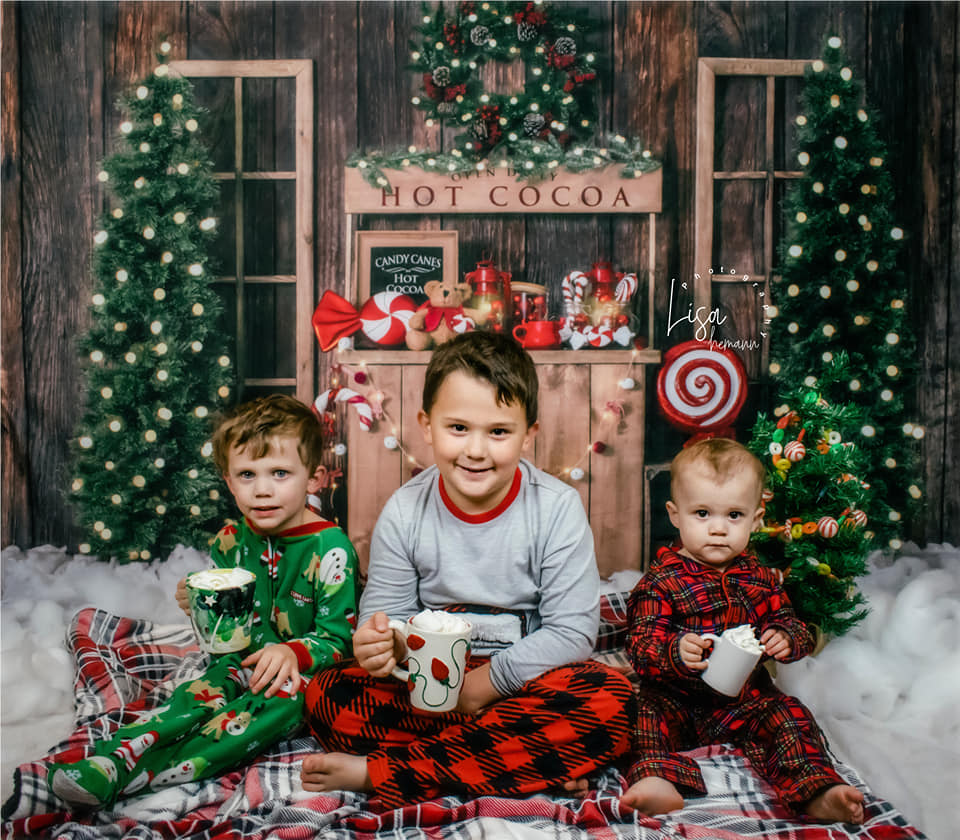 Kate Christmas Tree Backdrop Winter Hot Cocoa Designed by Emetselch - Kate Backdrop