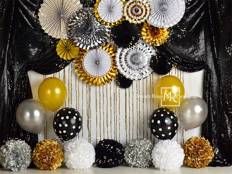 Kate Black and Gold New Year Eve Party Backdrop Designed By Mandy Ringe Photography - Kate Backdrop