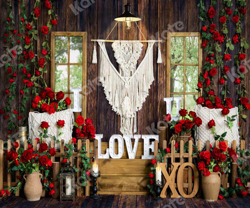 Kate Valentine's Day Backdrop Boho Window Rose Designed by Emetselch - Kate Backdrop