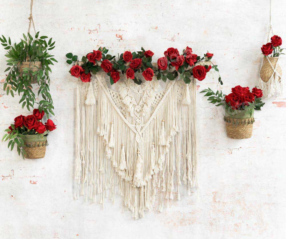 Kate Boho Valentine's Day Backdrop Rose Basket Designed by Emetselch - Kate Backdrop
