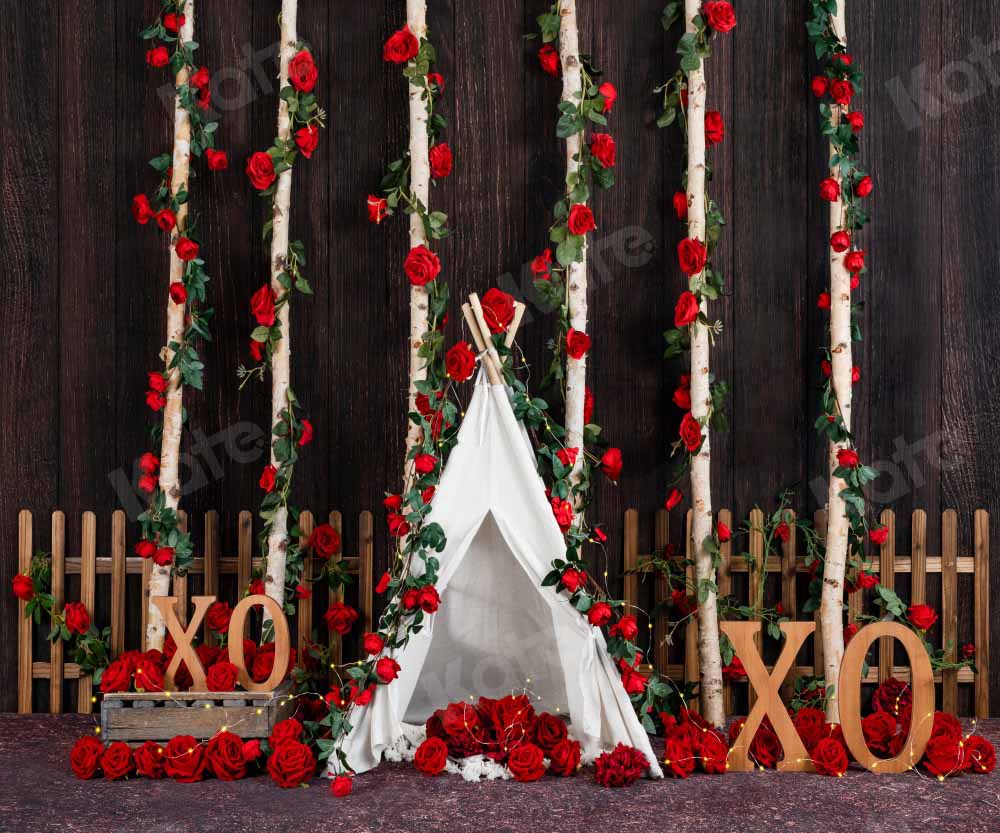 Kate Valentine's day Backdrop Rose Fence Tent Designed by Emetselch - Kate Backdrop