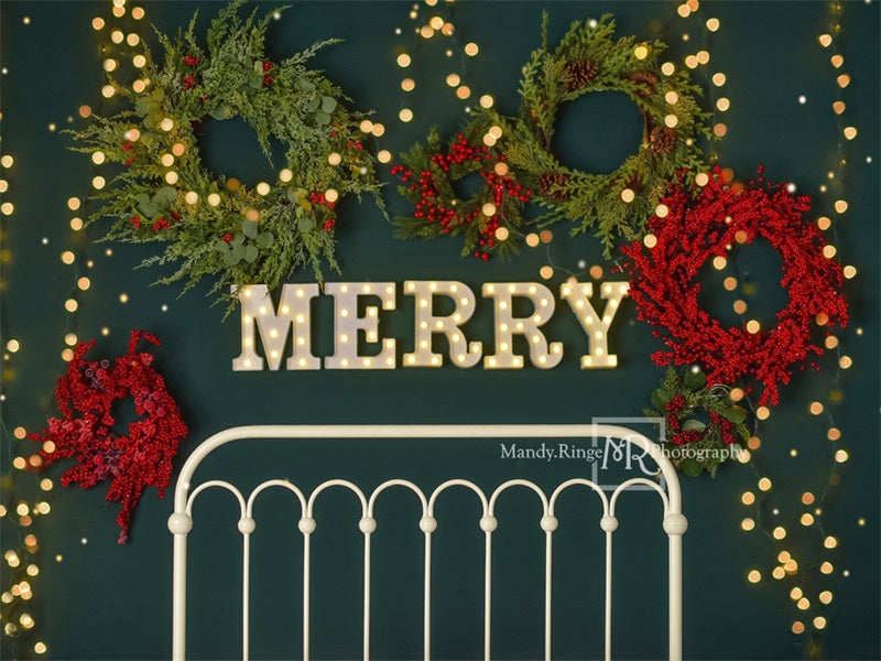 Kate Merry Christmas Backdrop Sparkle Headboard Designed By Mandy Ringe Photography - Kate Backdrop